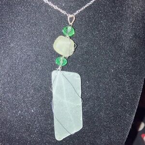 #116 handmade seaglass hanging necklace